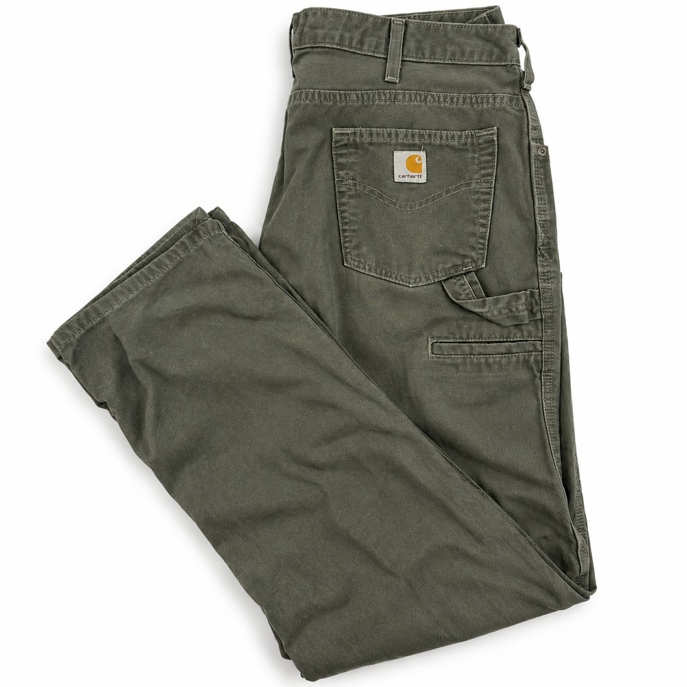 Y2K Carhartt Women's Carpenter Pants 16x32 Moss Green Workwear Utility 2007